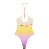 Costume da bagno intero in giallo e rosa The attico - donna 