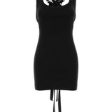 Abito con spalline incrociate in nero The attico - donna 