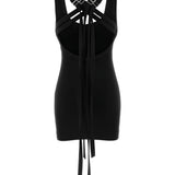 Abito con spalline incrociate in nero The attico - donna 