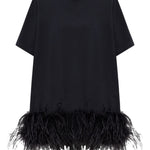 Abito corto con piume in nero The attico - donna 