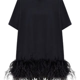 Abito corto con piume in nero The attico - donna 