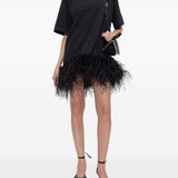 Abito corto con piume in nero The attico - donna 