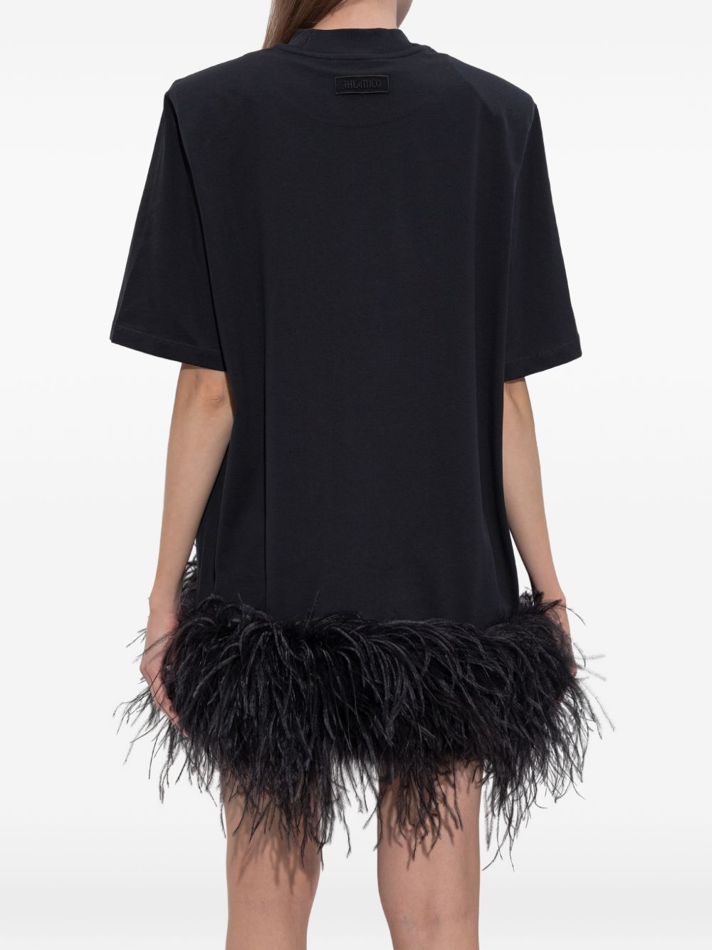 Abito corto con piume in nero The attico - donna 