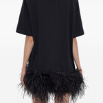 Abito corto con piume in nero The attico - donna 