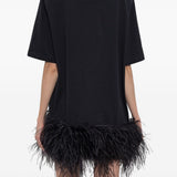 Abito corto con piume in nero The attico - donna 