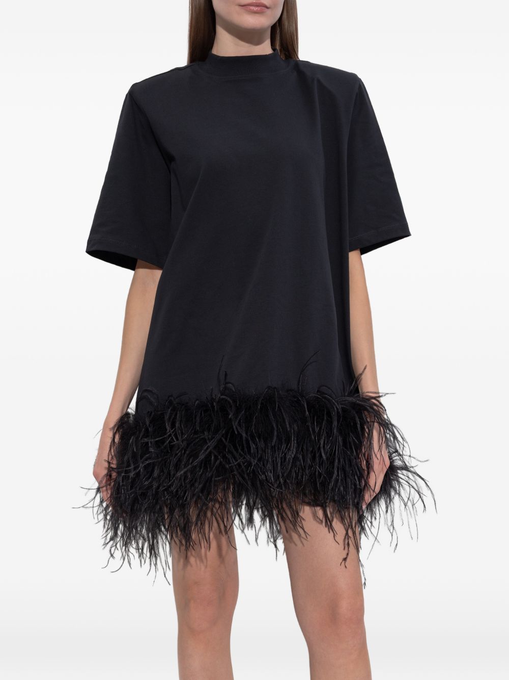 Abito corto con piume in nero The attico - donna 