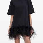Abito corto con piume in nero The attico - donna 