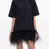Abito corto con piume in nero The attico - donna 