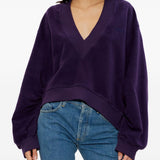 Felpa con scollo a V in viola The attico - donna 