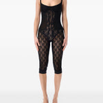 Tuta intera con pizzo in nero The Attico - donna 