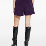 Shorts con coulisse e logo in viola The attico - donna 