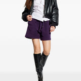 Shorts con coulisse e logo in viola The attico - donna 