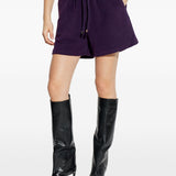 Shorts con coulisse e logo in viola The attico - donna 