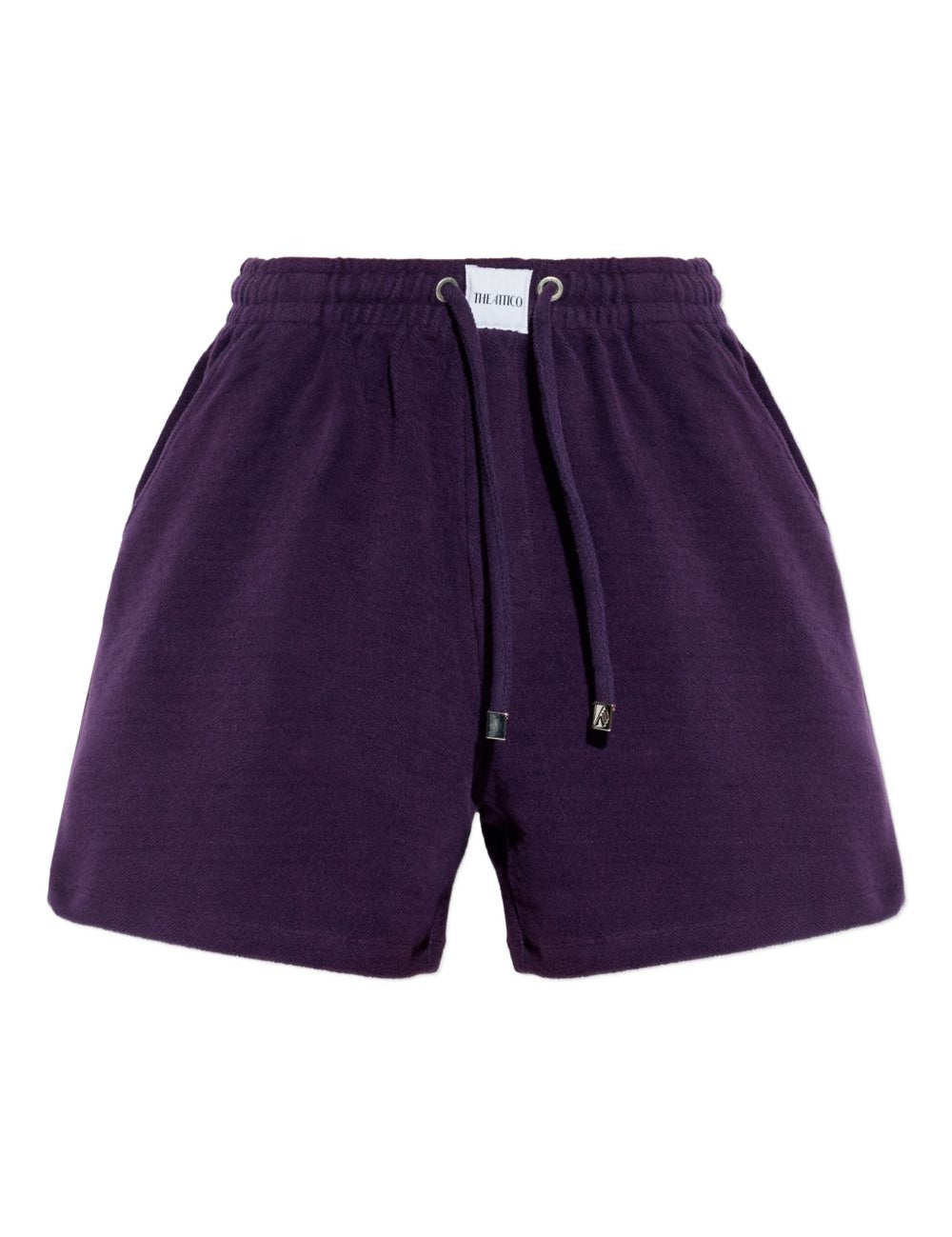 Shorts con coulisse e logo in viola The attico - donna 