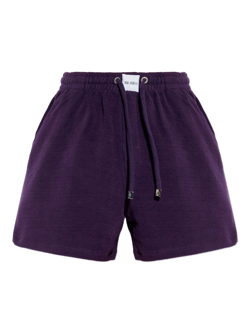 Shorts con coulisse e logo in viola The attico - donna 