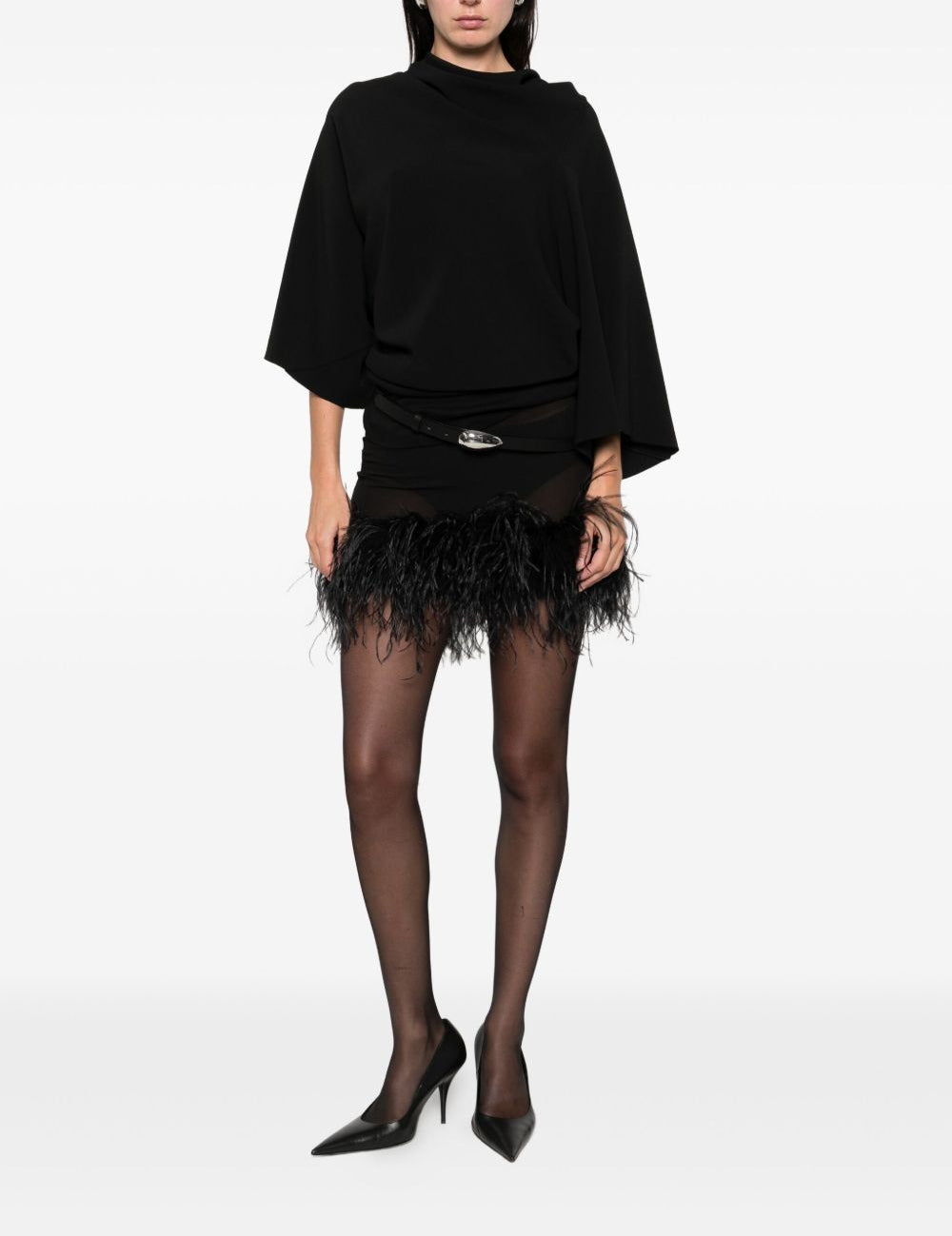 Minigonna con piume in nero The attico - donna 