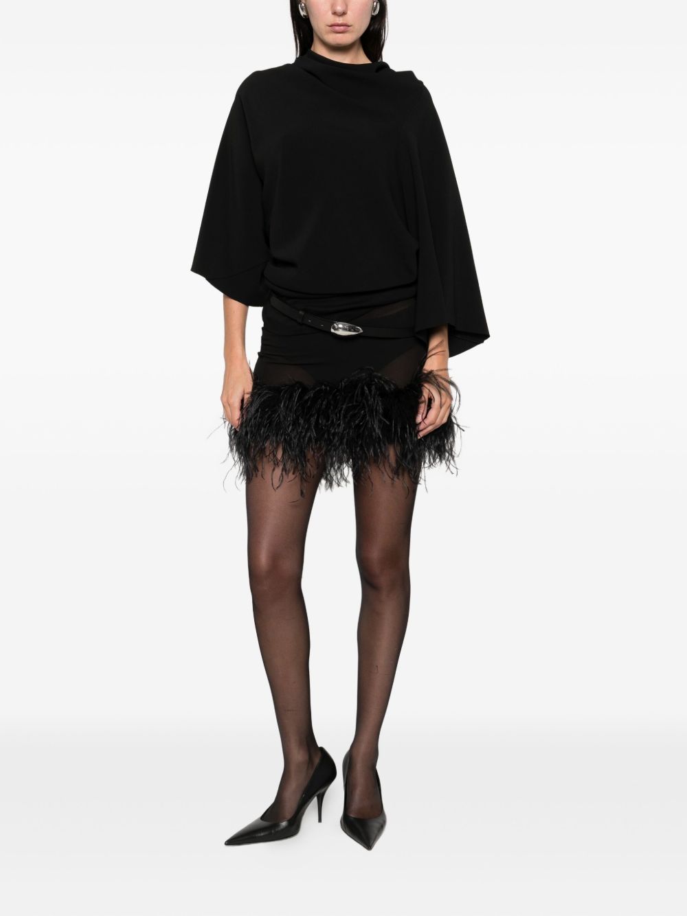 Minigonna con piume in nero The attico - donna 