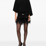 Minigonna con piume in nero The attico - donna 