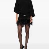 Minigonna con piume in nero The attico - donna 