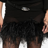 Minigonna con piume in nero The attico - donna 