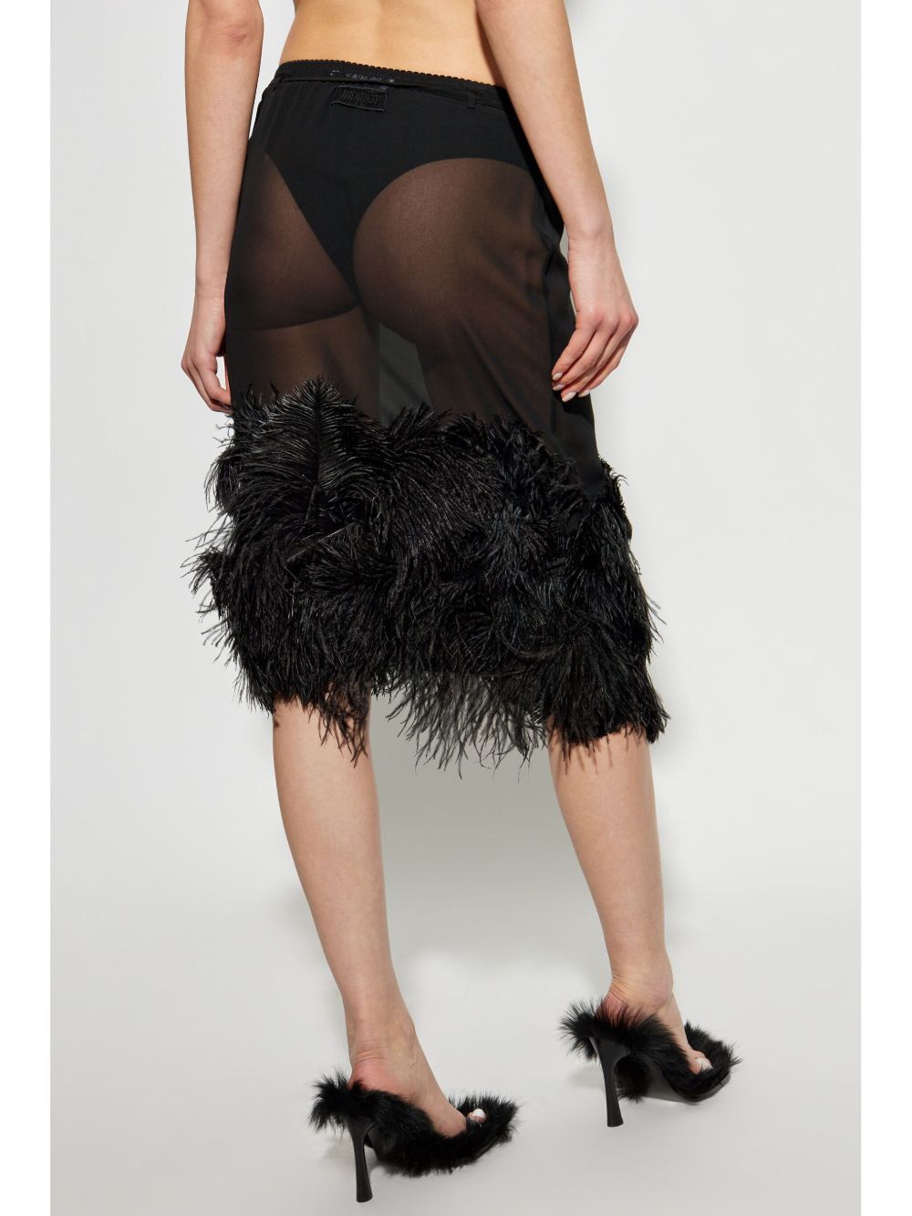 Gonna midi con piume in nero The attico - donna 