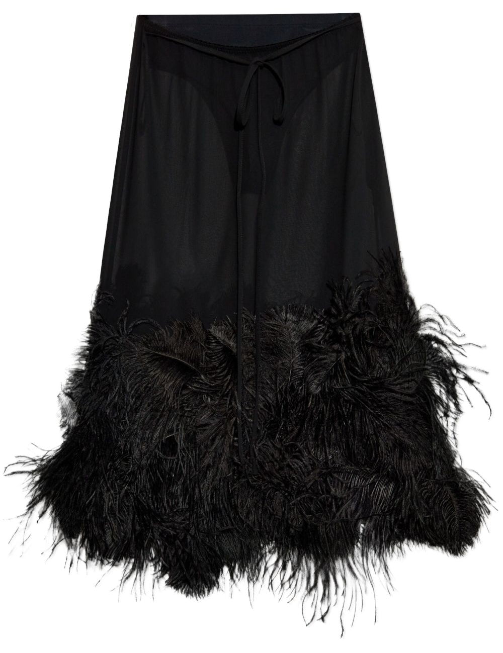 Gonna midi con piume in nero The attico - donna 
