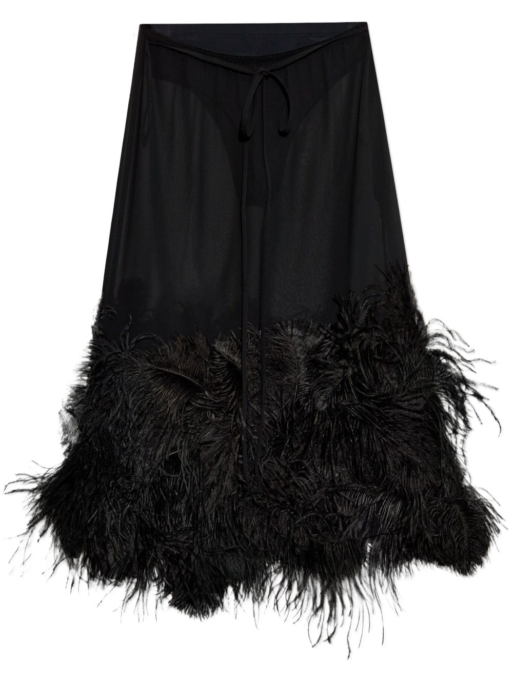 Gonna midi con piume in nero The attico - donna 