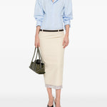 Gonna midi con bordo a righe in beige The attico - donna 