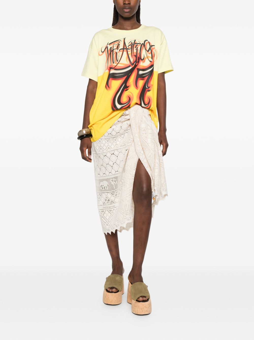 T-shirt con stampa in giallo The attico - donna 