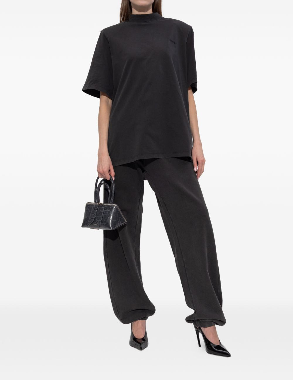 T-shirt a maniche corte con logo ricamato in nero The attico - donna 