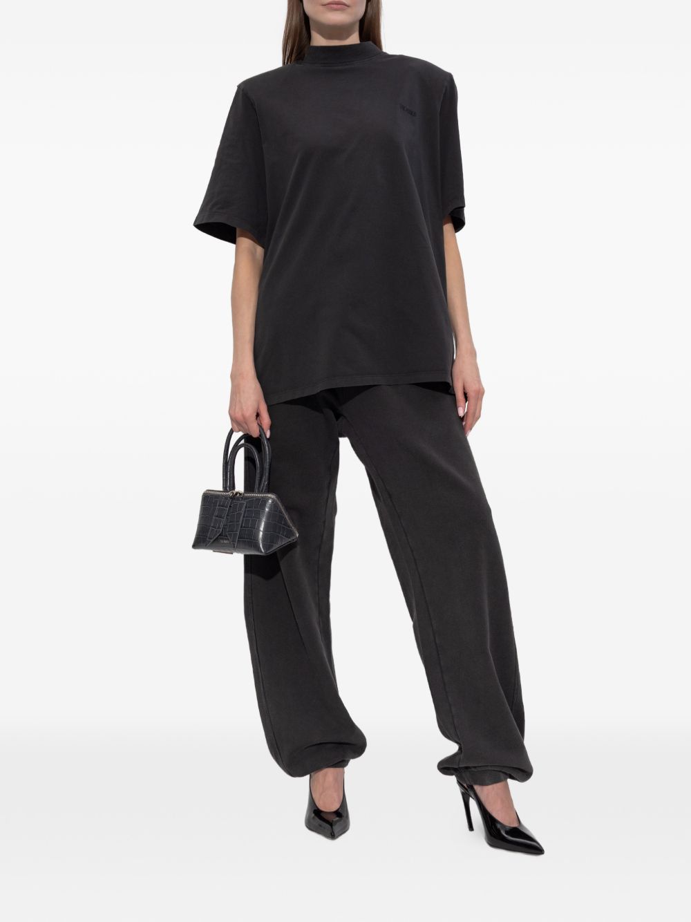 T-shirt a maniche corte con logo ricamato in nero The attico - donna 