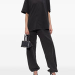 T-shirt a maniche corte con logo ricamato in nero The attico - donna 