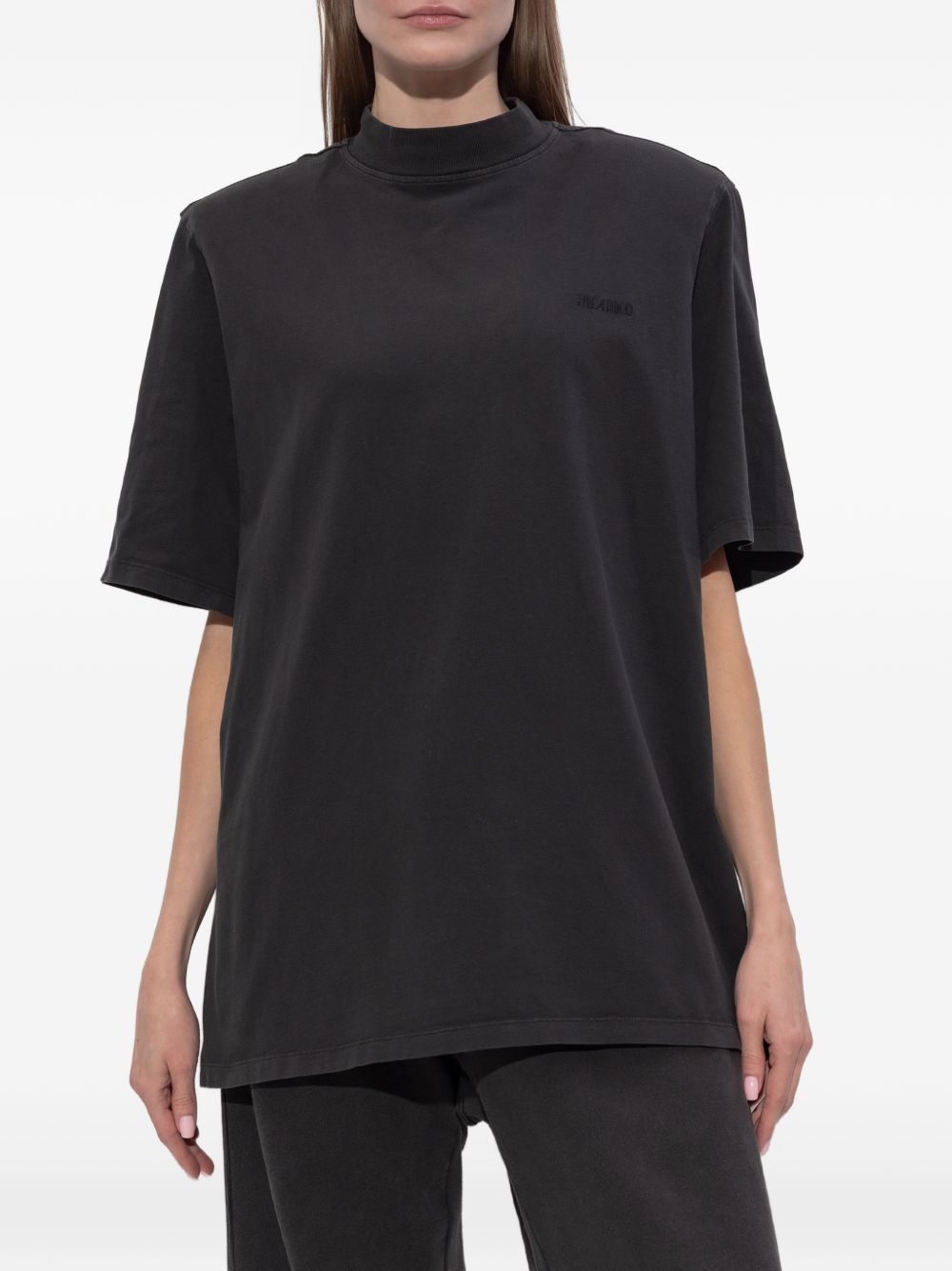 T-shirt a maniche corte con logo ricamato in nero The attico - donna 