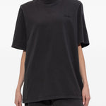 T-shirt a maniche corte con logo ricamato in nero The attico - donna 