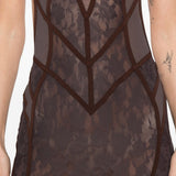 Abito midi con inserti in pizzo in marrone The attico - donna 