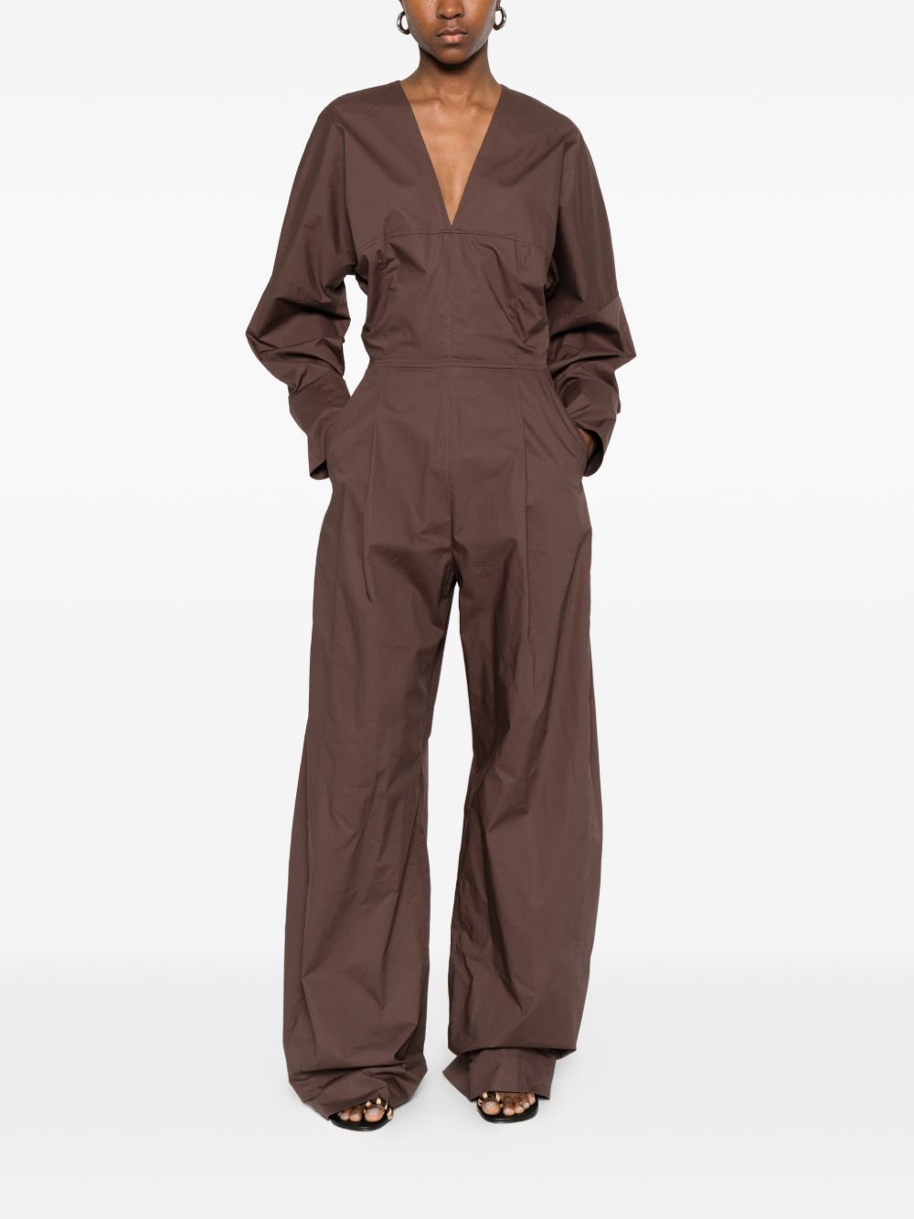 Tuta intera con scollo a V in marrone The latest - donna 