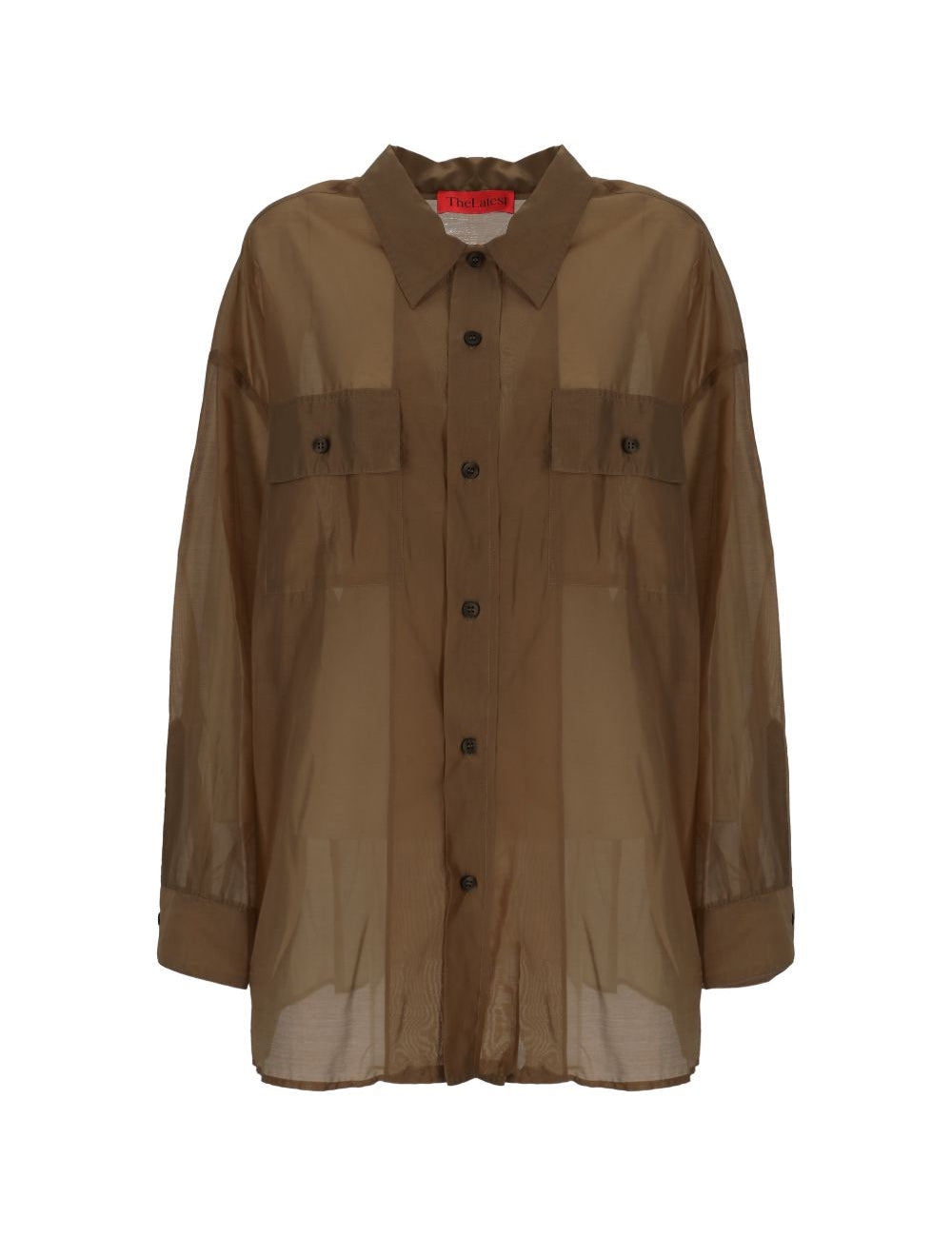 Camicia con bottoni semi-trasparente in marrone The latest - donna<BR/><BR/><BR/> 