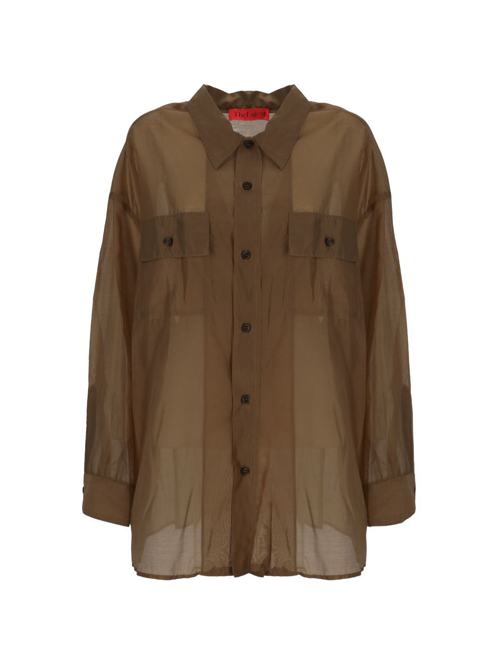 Camicia con bottoni semi-trasparente in marrone The latest - donna<BR/><BR/><BR/> 