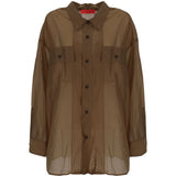 Camicia con bottoni semi-trasparente in marrone The latest - donna<BR/><BR/><BR/> 