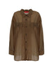 Camicia con bottoni semi-trasparente in marrone The latest - donna