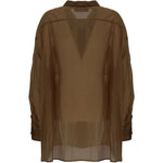 Camicia con bottoni semi-trasparente in marrone The latest - donna<BR/><BR/><BR/> 