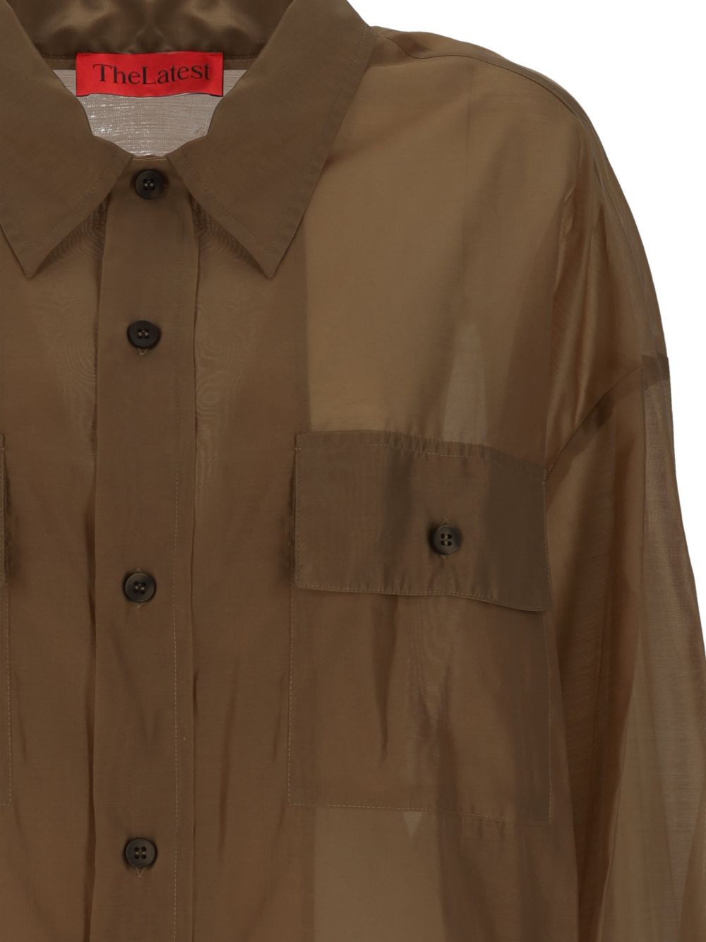Camicia con bottoni semi-trasparente in marrone The latest - donna<BR/><BR/><BR/> 