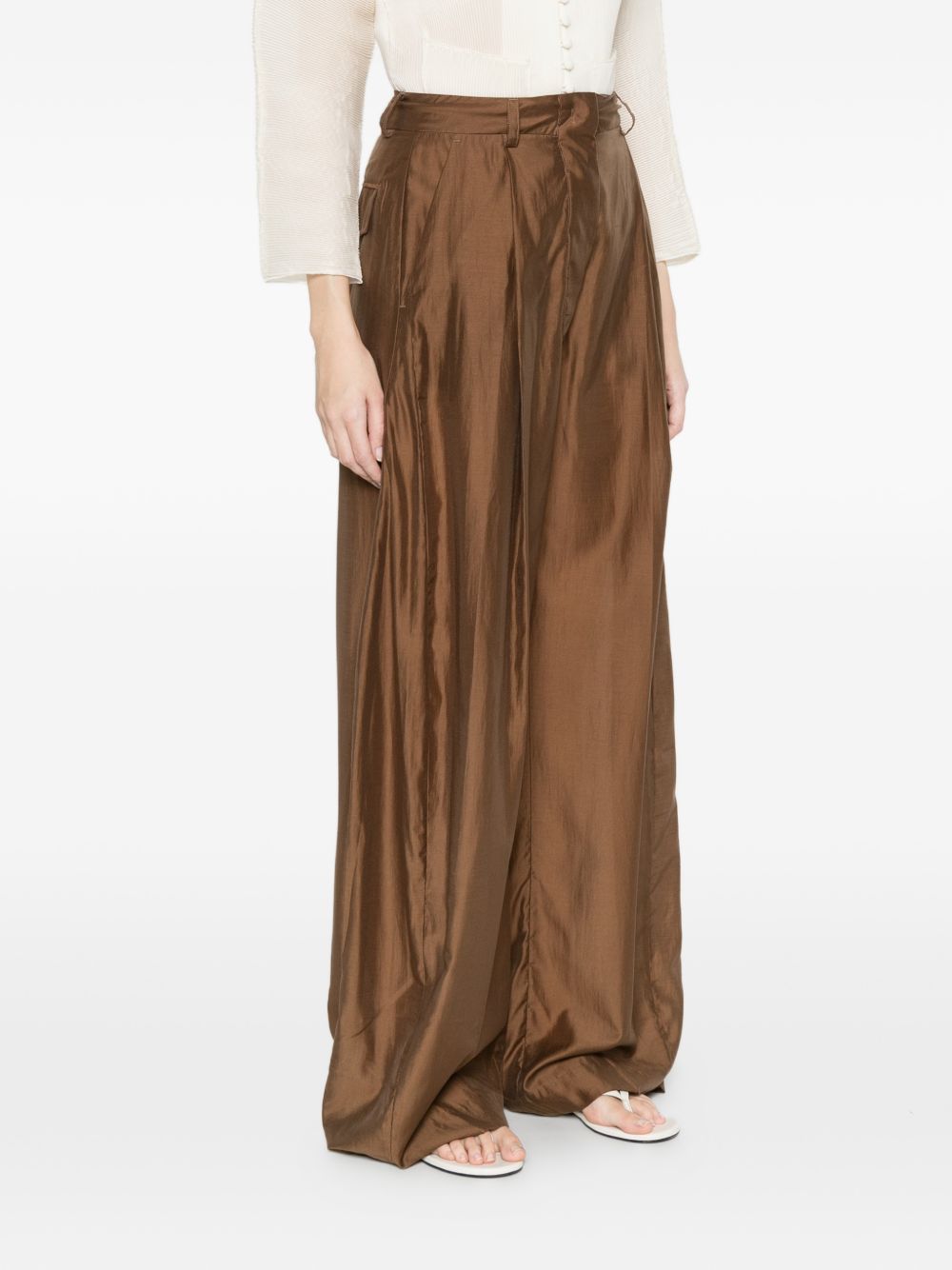 Pantaloni palazzo a pieghe Billie in marrone The latest - donna 