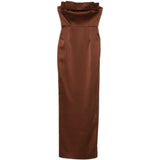 Abito lungo con dettglio fiocco in marrone The New Arrivals - donna 