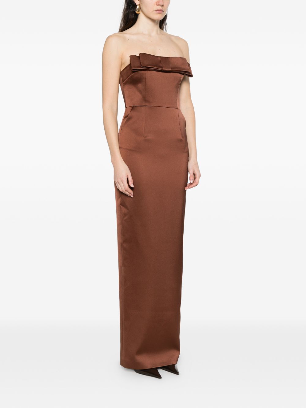 Abito lungo con dettglio fiocco in marrone The New Arrivals - donna 