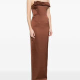 Abito lungo con dettglio fiocco in marrone The New Arrivals - donna 