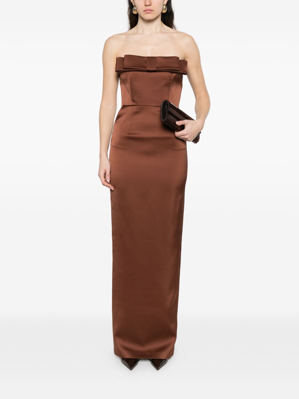 Abito lungo con dettglio fiocco in marrone The New Arrivals - donna 
