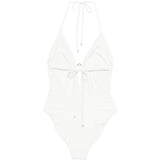 Costume da bagno con targa logo in bianco Tory burch - donna 