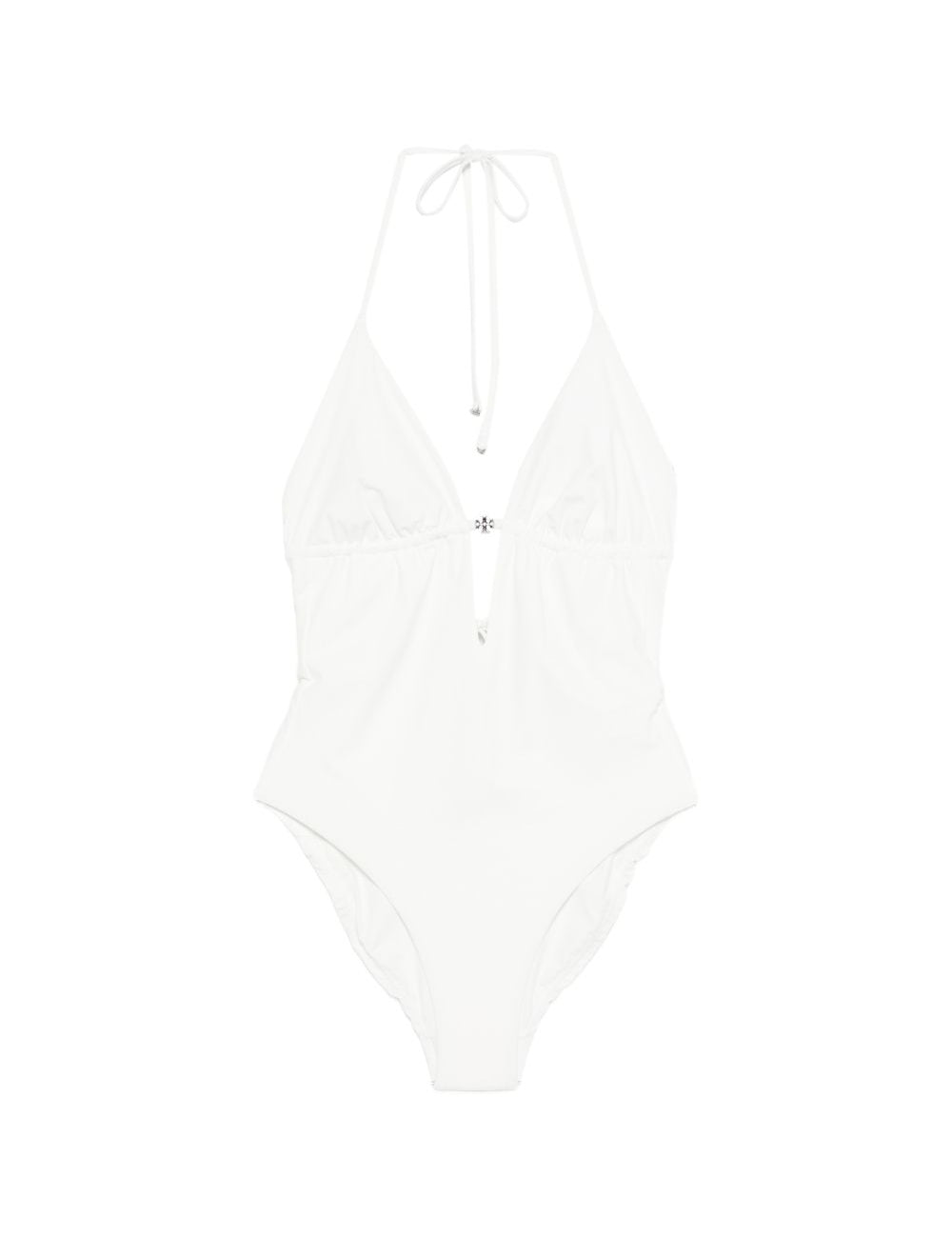 Costume da bagno con targa logo in bianco Tory burch - donna 