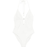 Costume da bagno con targa logo in bianco Tory burch - donna 